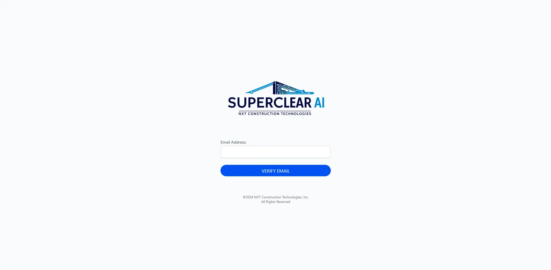 SuperClear AI sign-in page with email field and Verify Email button